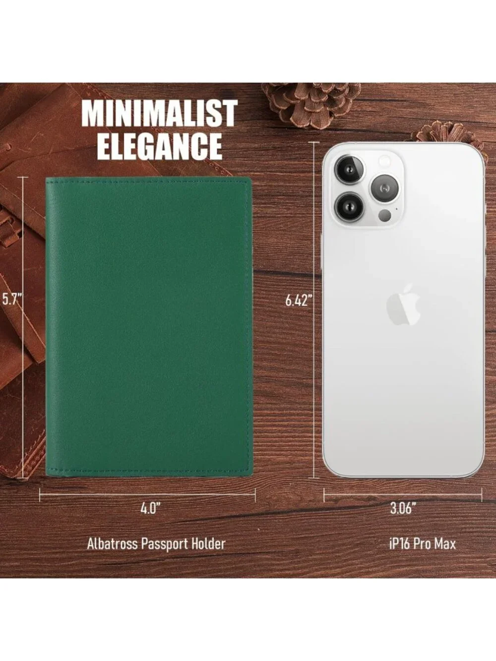 Minimalist Leather Passport Holder, RFID Blocking Travel Wallet, Slim Bifold
